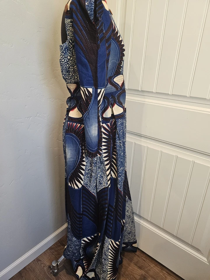 Vestido maxi One of a Kind manga comprida azul ousado XS - Imagem 3 de 4