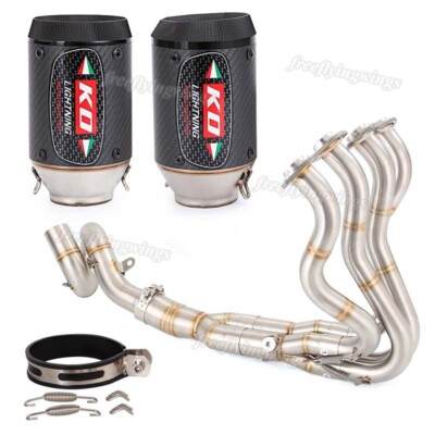 Exhaust Header Pipe Link Muffler For Kawasaki Ninja ZX6R ZX6R ZX636 2009-2023