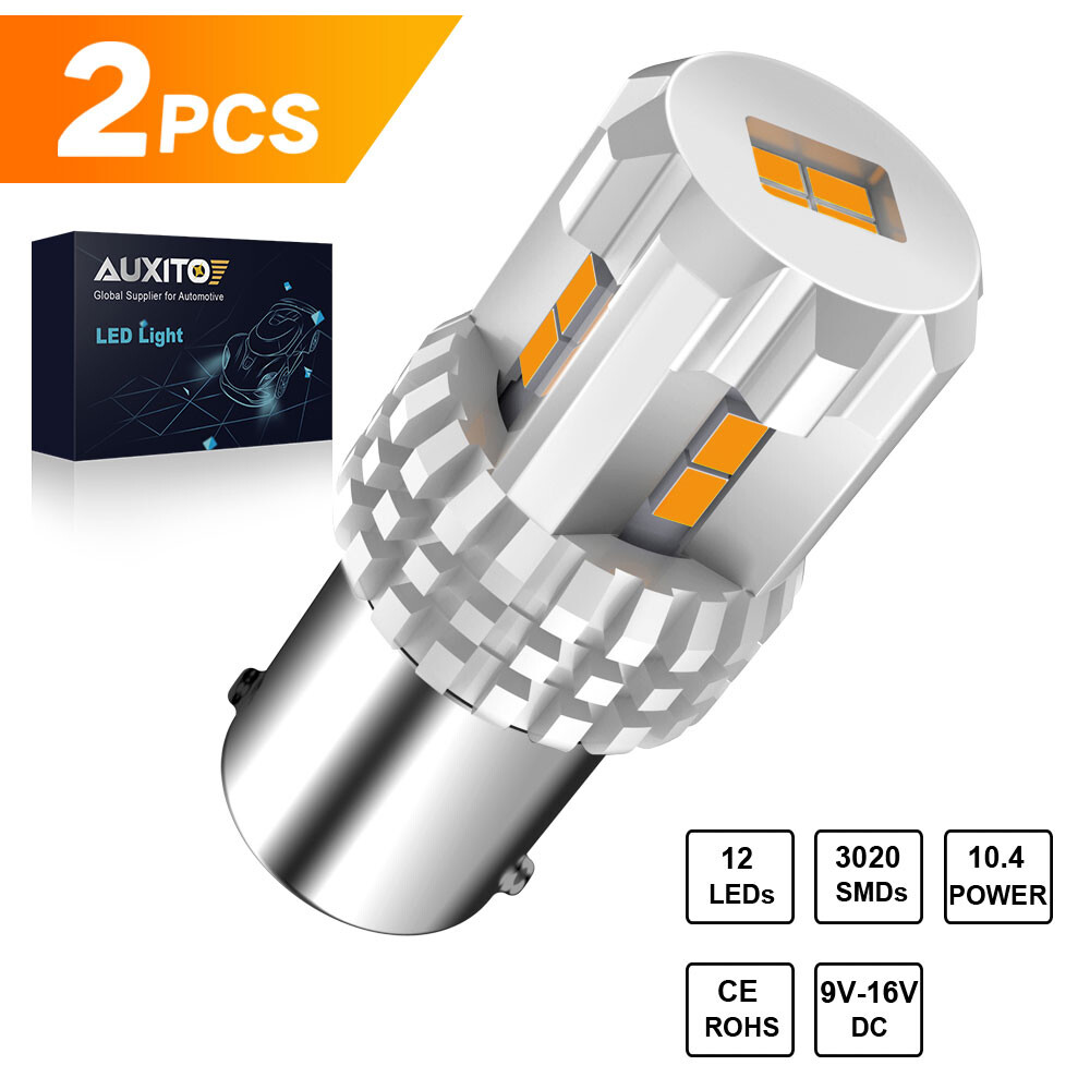 AUXITO 2X 1157 LED Amber Yellow DRL Turn Signal Parking Side Marker Light Bulbs