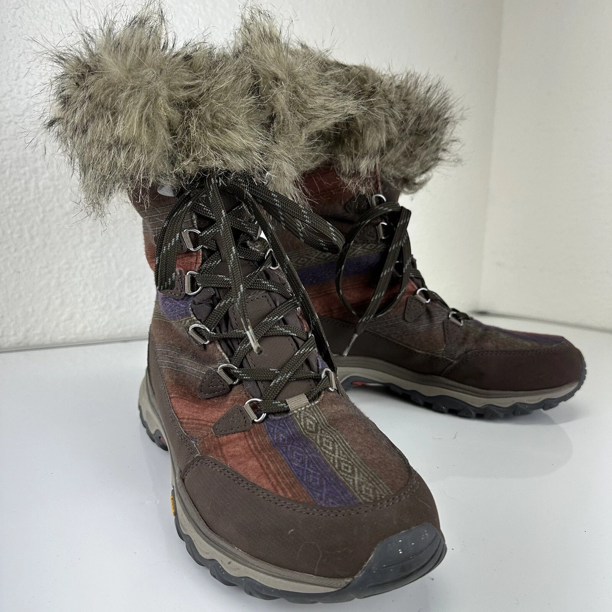 Eddie Bauer Womens Snow Fur Winter Boots 8.5 Thermafill Insulate 200 Gram