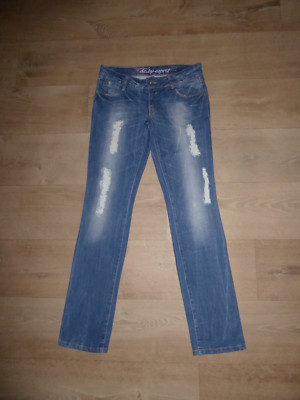 EDC by ESPRIT FIVE SLIM Jeans Stretch Hüftig Risse Blau W28 L32 **TOP** F02