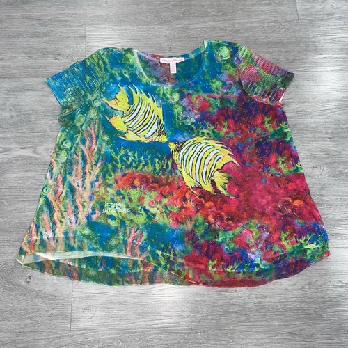 Leoma Lovegrove Women’s XXXL Fish Abstract Colorful Beach Wearable Art