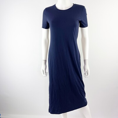 Theory Womens Dress Size S Navy Blue Short Sleeve T Shirt Midi Casual Normcore