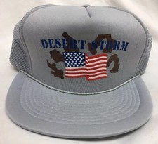 VINTAGE Deadstock DESERT STORM TRUCKER HAT MESH SNAP BACK