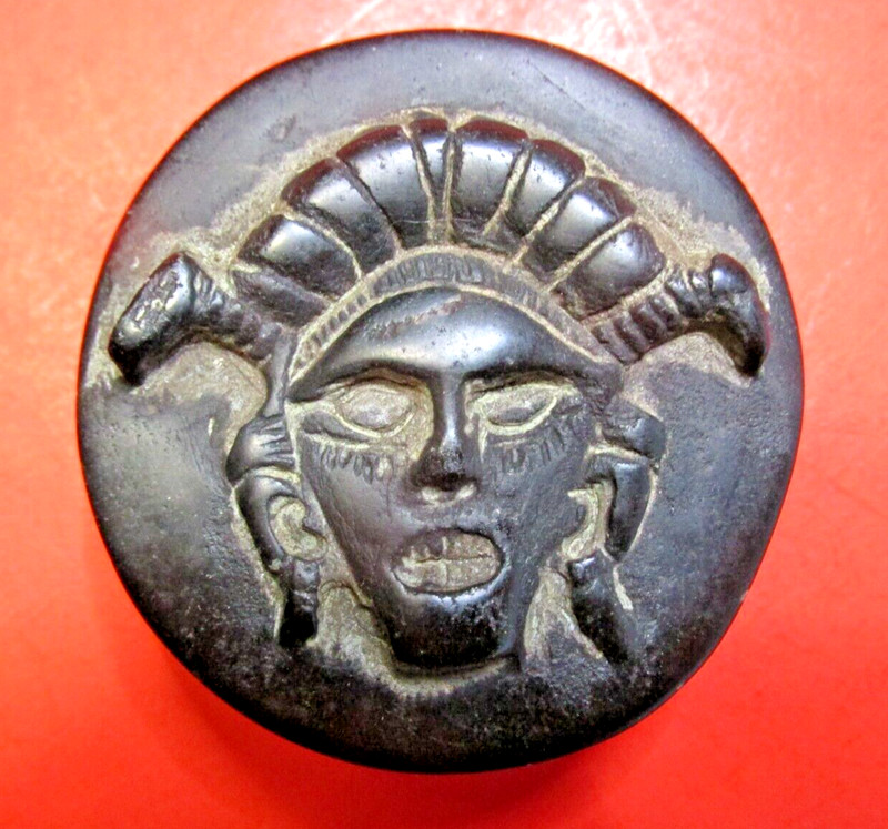 HAND CARVED STONE EAR SPOOL NATIVE AMERICAN S. N. INDIAN AZTEC RARE ANTIQUE OLD2