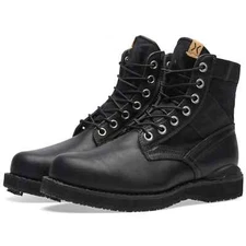 NIB Visvim 7 Hole '73-Folk Black Leather/Canvas Combat Boots | Men 8.5 US Virgil