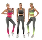 Women High Waist Gym Leggings Top Fitness Sports Running Ladies Yoga Set 2pcs