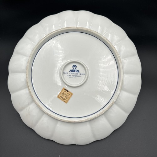 ARITA BLUE CHINESE QUAIL SCALLOPED DINNER PLATES 12 1/4" BLUE & WHITE BIRDS - Picture 7 of 8