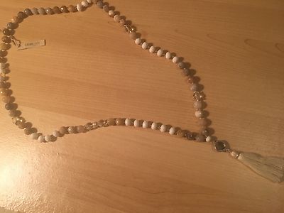 Chan Luu NWT 34'' Sterling Silver African Opal MixW/tassel and set stone necklace