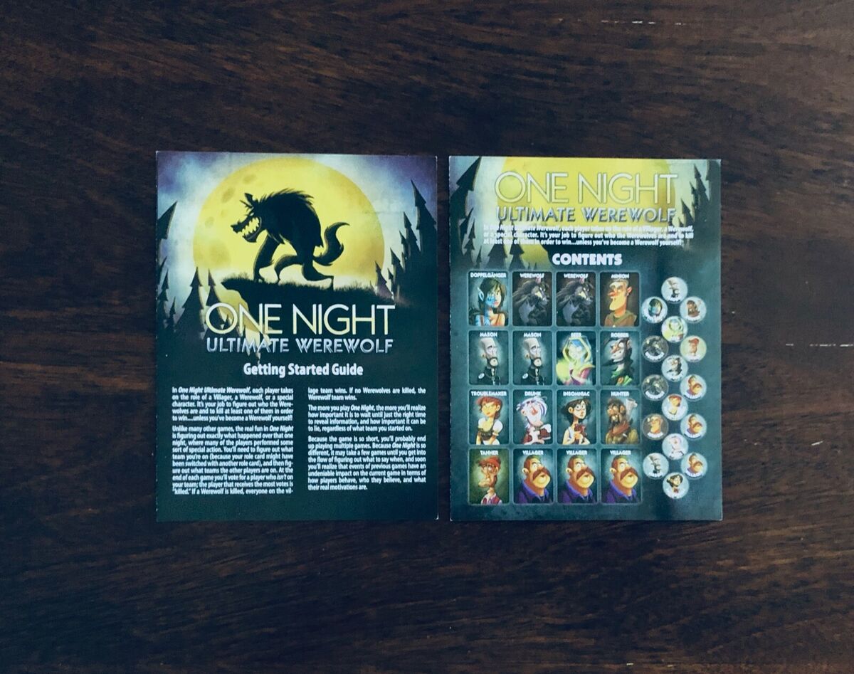 One Night Ultimate Werewolf Game Extra/Replacement Instruction