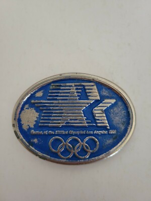 VINTAGE SANCHEZ INTERNATIONAL Official 1984 OLYMPIC GAMES BELT BUCKLE FREE SHIP