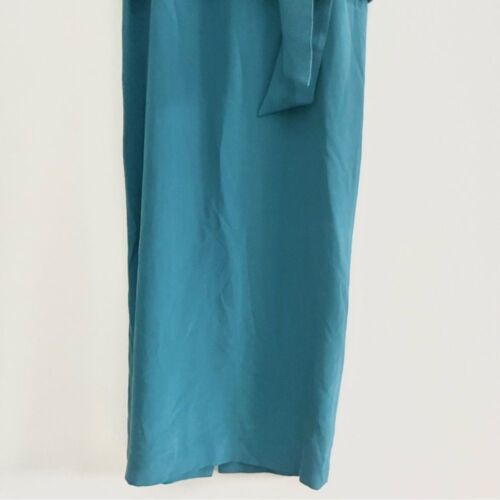 YL by Yair 100% Silk Sleeveless Tiered Maxi Dress Teal w Ribbon Semi Formal Sz 4 - Picture 4 of 9