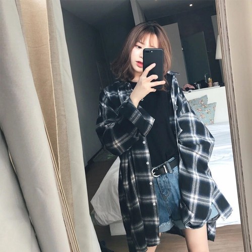 Rocho Oversized Plaid Shirt Black/green 