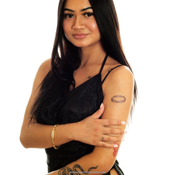 10 X Dornkrone Tattoo - Motiv In Schwarz - Temporary Body Tattoo (10)-image
