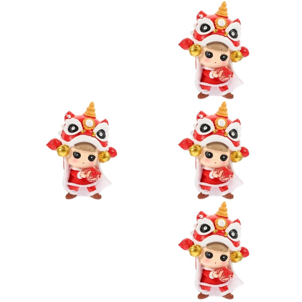 4 PCS Mascot Resin Figurine Desktop Lovely Decor Plush Dragon Toy Doll eBay