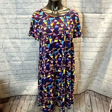 NWT LuLaRoe Size M Multi Color Carley Dress High Low Short Sleeve