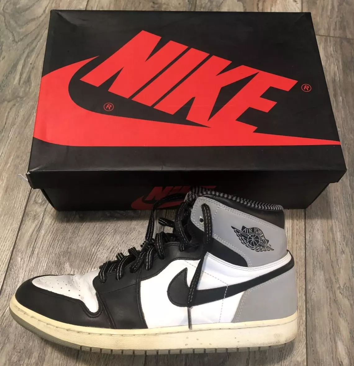 Air jordan 1 retro high og white best sale black wolf grey