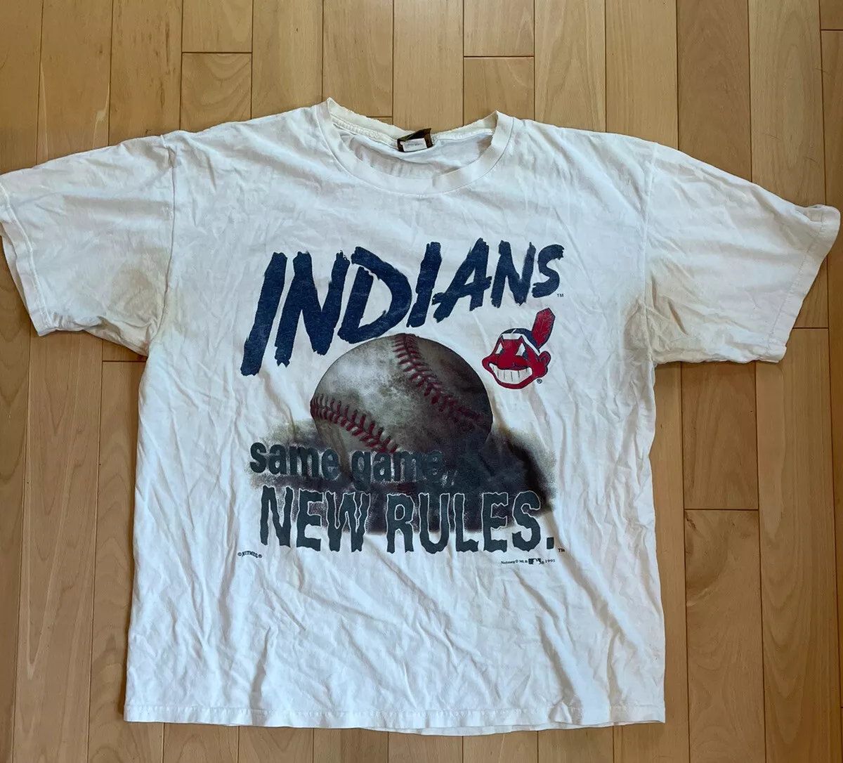 Vintage Cleveland Indians Baseball T Shirt Size XL Nutmeg Mills-See  Description