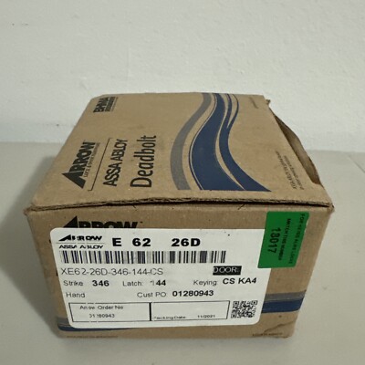 ARROW XE62-26D-346-144-CS DOOR LATCH 144. KEYING