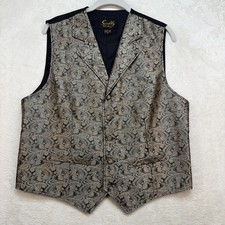 Scully Paisley Vest Men s Small Gold Black Western Formal Steampunk Victorian