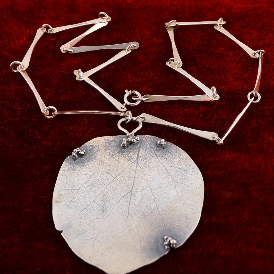 PLUS Studios Norway Sterling 925 Silber Designer Collier Leaf / Blatt 60cm 48,7g - Bild 3 von 4