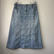 Christopher  Banks Denim Skirt Size 10 A-line Flare Long Modest Country 90s Mom