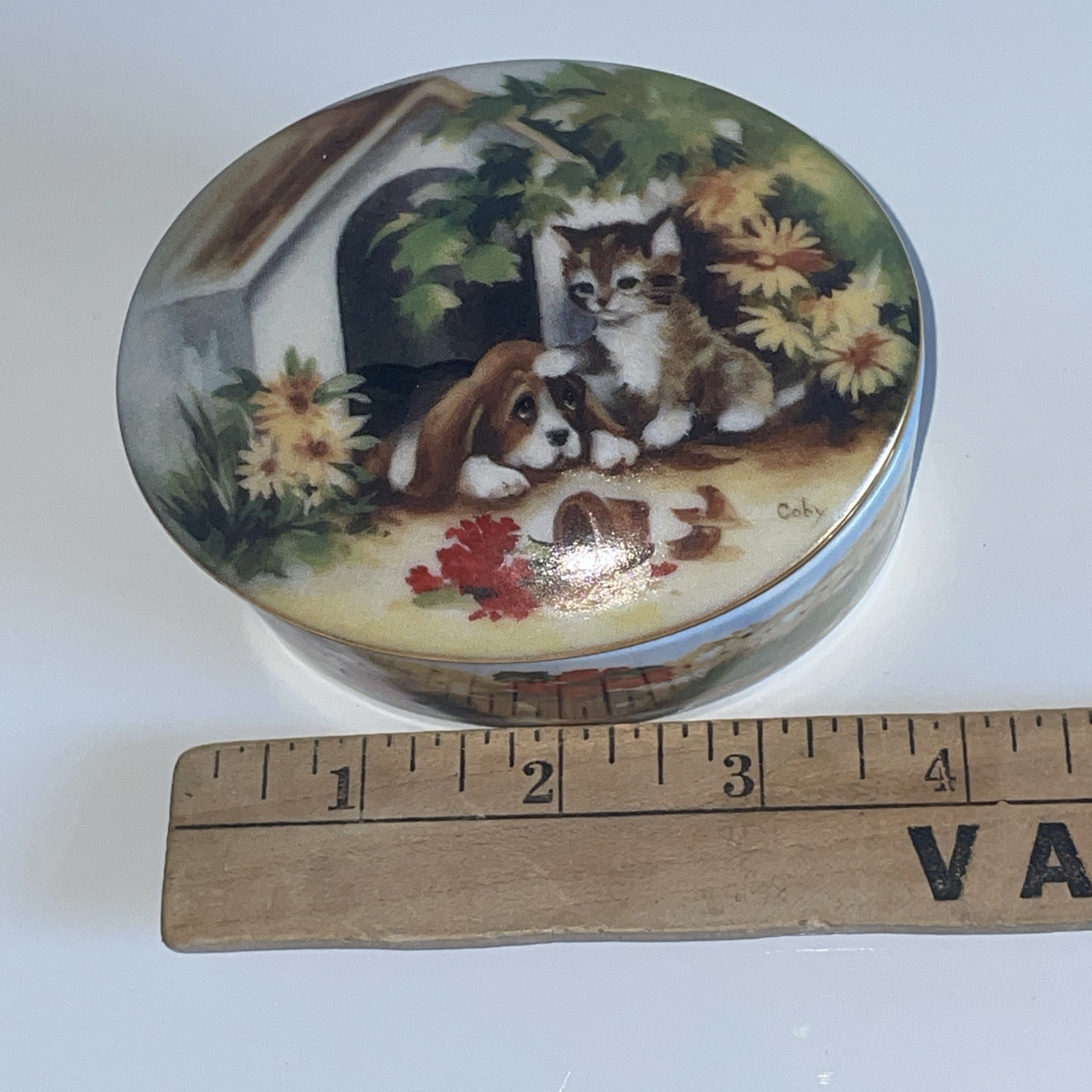 Vtg Ardleigh Elliott Porcelain Music Box 1992 Cat & Dog “you’ve got a friend”