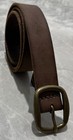 Brown Genuine Leather Belt Antique Brass Buckle Classic Casual Jeans Belt
