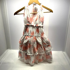 LoveShack Fancy Girls Print Dress Pink Halter Top Ties Back at Neck SZ 2X-Sm NEW