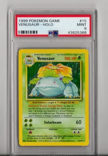 1999 POKEMON BASE SET UNLIMITED #15 VENUSAUR-HOLO PSA 9