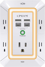Surge Protector, 5 Outlet Extender with 4 USB Ports 2Usb-C  1680 Joules, 3-Si