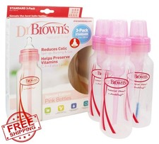 Dr. Brown's Standard Baby Bottle 3pk Pink 8oz