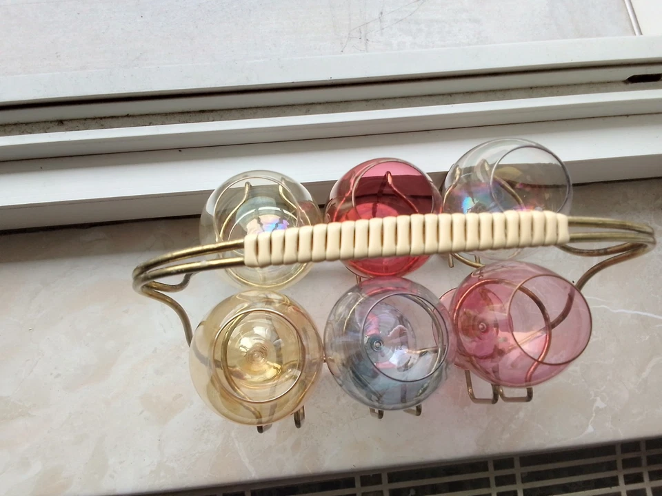 6 alte Schnapsgläser Cognacgläser im Ständer - Bild 3 von 4