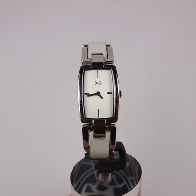 D&G Time Ladies Watch Dolce & Gabbana White Leather Strap Woman's