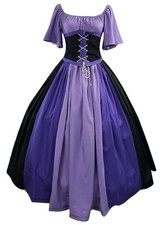 QOOLY One-Piece Medieval Dress Cosplay Ladies Halloween Medieval European D 180