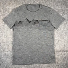 Icebreaker Merino Wool T-Shirt Men's Medium Short Sleeve Gray Mountains Hiking