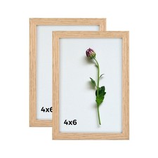 4x6 Picture Frame Set of 2 Solid Oak Wood 4 x 6 Photo Frames with Plexiglass ...