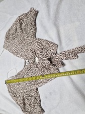 Ally  women crop top S12 AU Tie up, ruffle sleeves, circle cut out leopard print