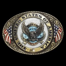 VTG Belt Buckle Brass 1986 The United States Of America Great American Products