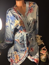 Vtg Satin HAWAII BABYDOLL NIGHTIE ROBE LINGERIE PEIGNOIR ROBE L 42"