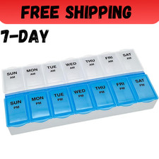 Weekly Pill Box Organizer 7 Day Medicine Storage Case 2 Times a Day Daily AM PM