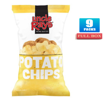 Full Box 9x Bags Uncle Ray's Regular Potato Chips - 8.5oz Each