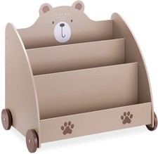 Kids Bookcase - Children's Bookshelf with Wheels & 3 Shelves  60 x 58 x 40cm