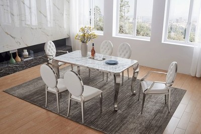 ESF 110 Modern Marble Top Dining Room Set, 5 pieces