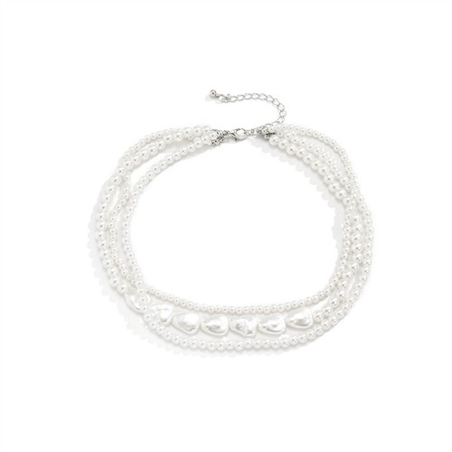 Fashion Women's White Faux Pearl Beads Chain Collar Choker Bib Necklace Jewelry - Picture 3 of 4
