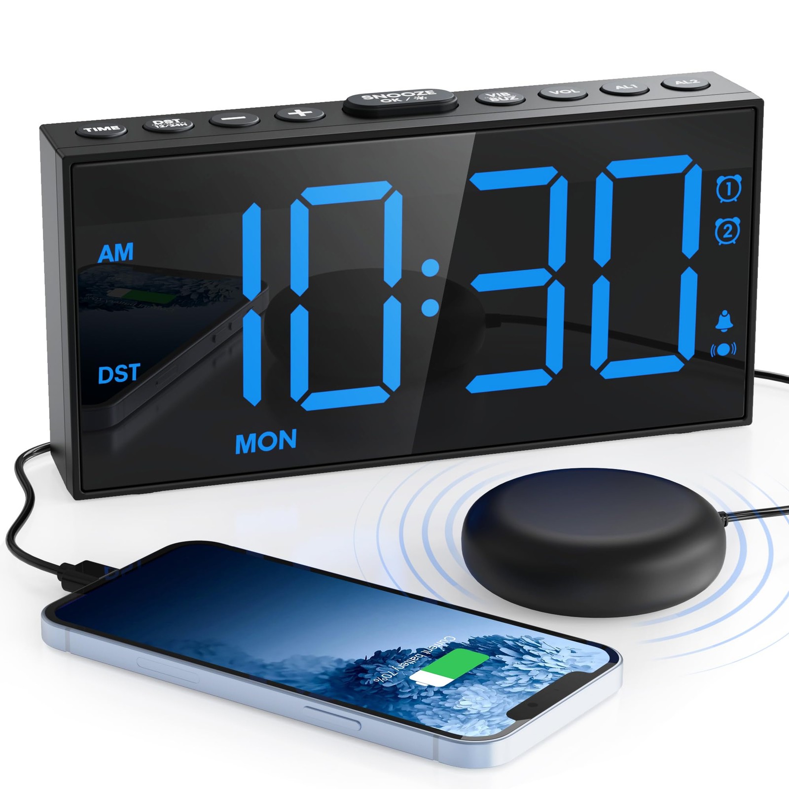 For Heavy Sleeper, With Vibration For Hearing Impaired Deaf,