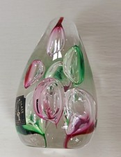 Langham Glass Paper Weight Vintage Pink and Green