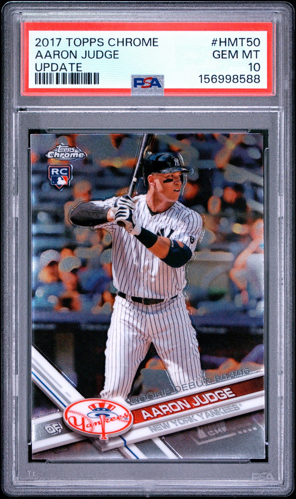 2017 Topps Chrome Update Aaron Judge PSA 10 GEM MINT #HMT50 RC ROOKIE