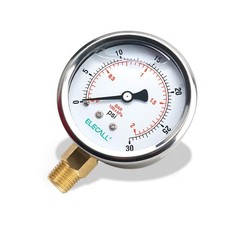 2-1/2&rdquo; Glycerin Liquid Filled Air Pressure Gauge, 0-30Psi, 1/4&rdquo;NPT L