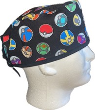 Pok mon Black Circles Scrub Hat Chemo Cap